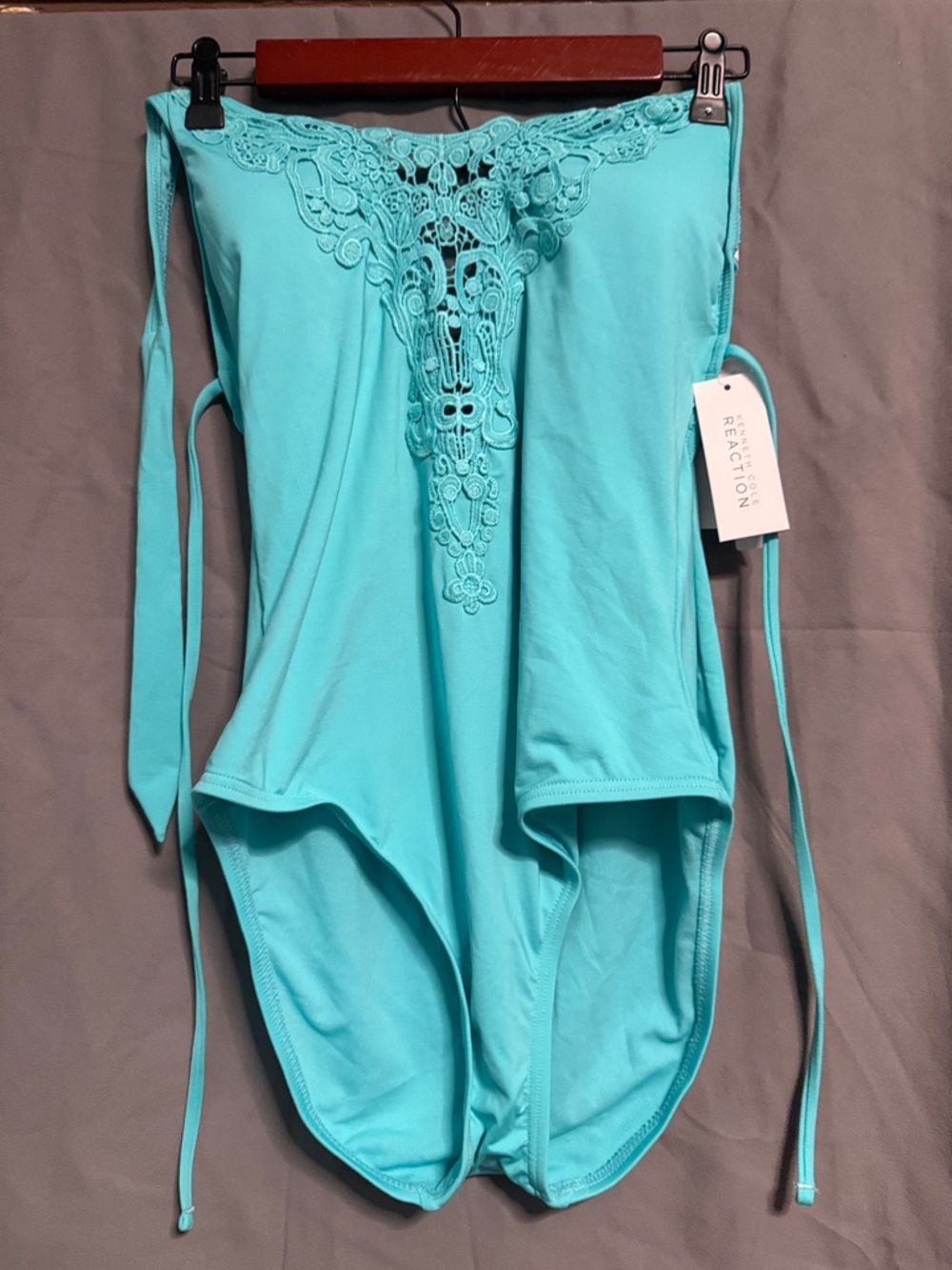 Kenneth Cole Reaction Women’s Bright Blue Lace One-Piece Swimsuit